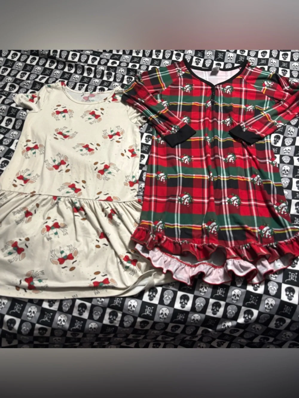 Girls Christmas Nightgown Pajama Bundle Plaid Buc-ee’s and Reindeer